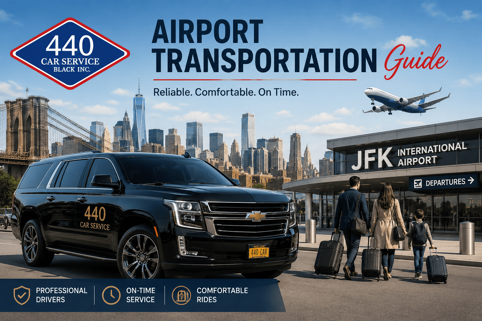 Best Airport Transportation in Brooklyn by 440 Car Service serving JFK LaGuardia and Newark Airport
